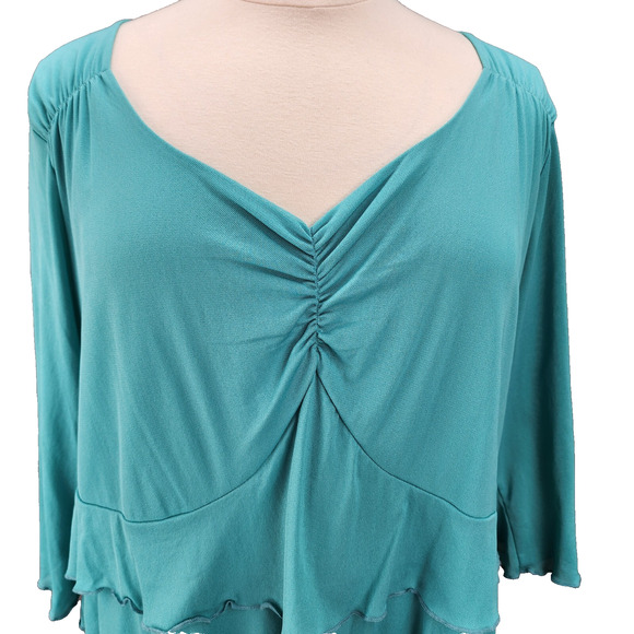 NWT Lane Bryant Womens Plus 26/28 Tunic Top Blue Turquoise Ruffle Hem Ruched New - Picture 4 of 13